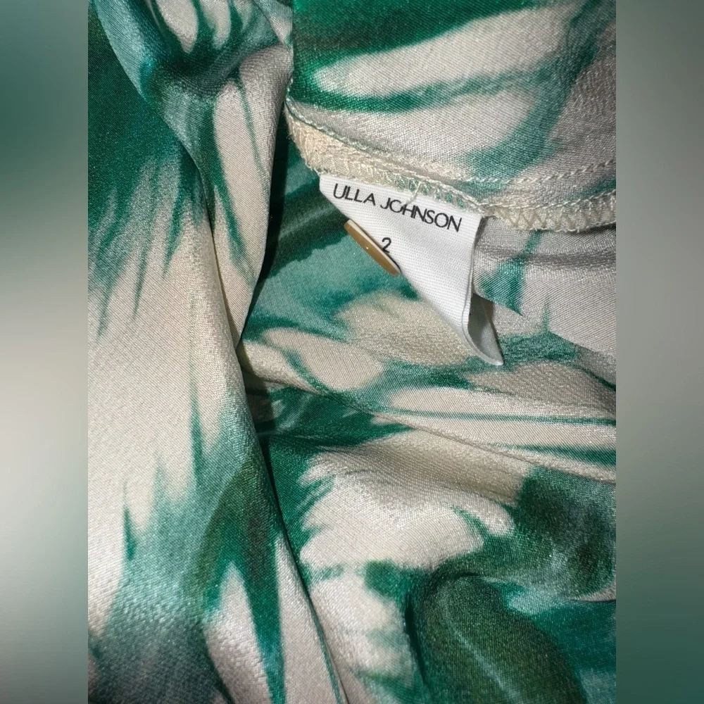 NEW Ulla Johnson Ines Puff Sleeve Silk Maxi green Dress sz 2 - Picture 6 of 9